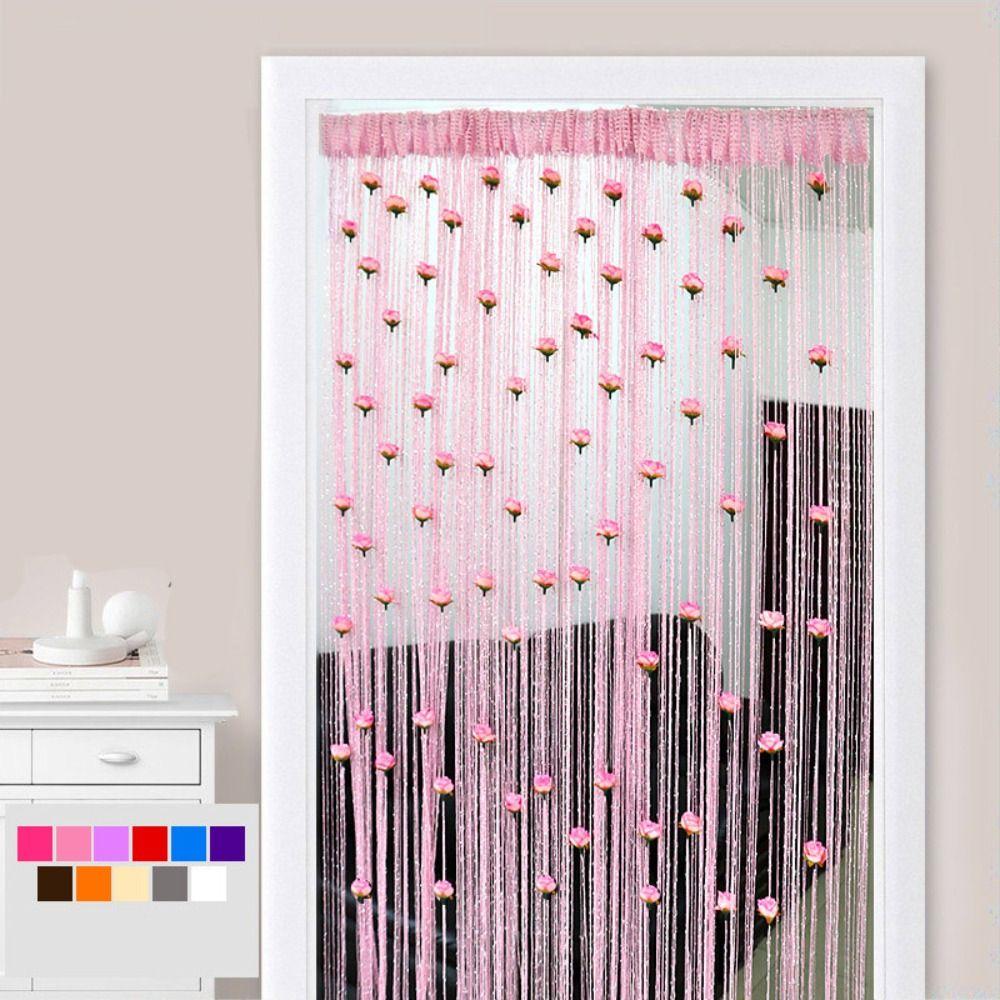 Shiny Door Curtain Room Divider Tassel Window Curtain Rose Flower String Curtain  Home Decor