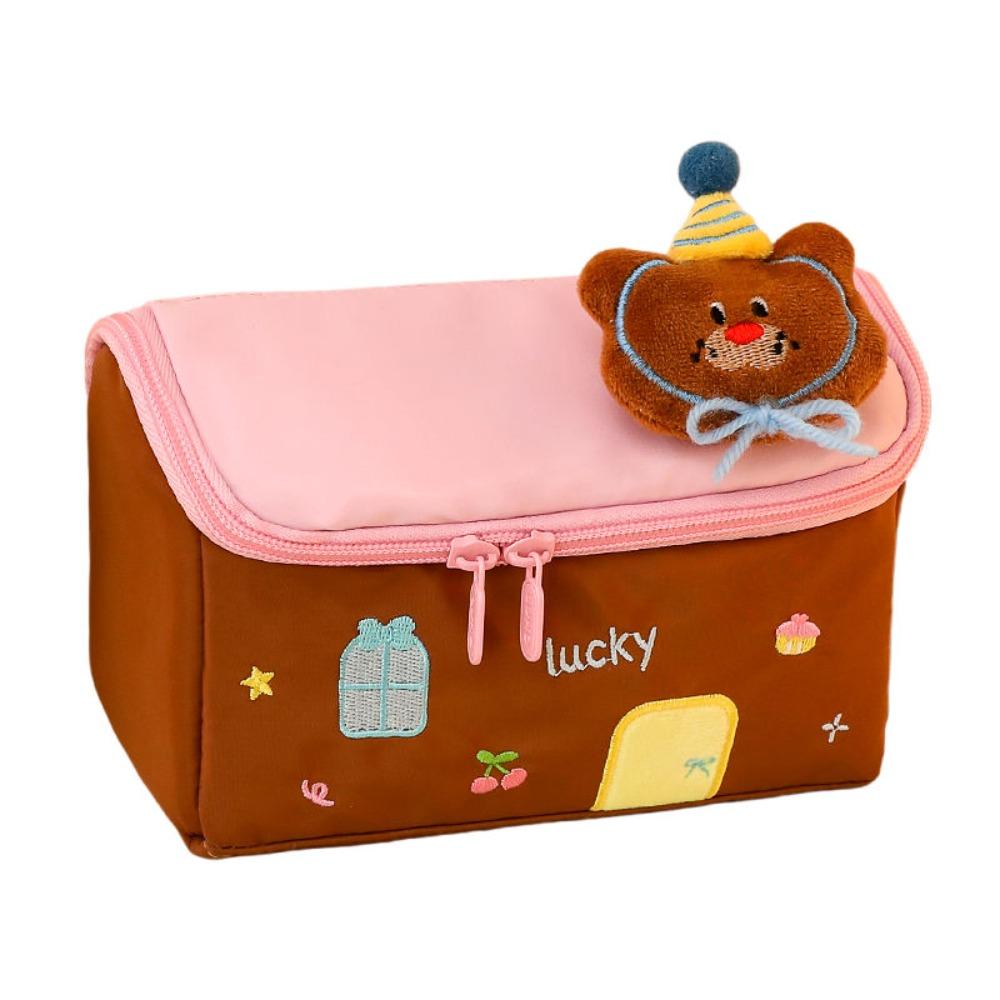 

Multi-layer Pencil Case House-shaped Stationery Bag Multi-function Makeup Bag Back To School Gift кофейный