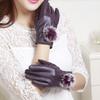 Womens Leather Gloves Winter Lined Fleece Lining Thick Warm Gloves Touchscreen Driving Gloves Winter Cycling Gloves