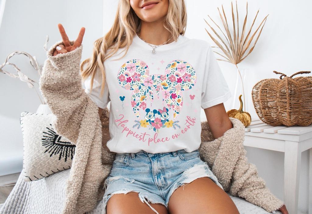 Happiest Place One Earth Shirt Mickey Minnie Magical Castle TShirt Disney Couples Trip Tee Disneyland Family Vacation Sweater