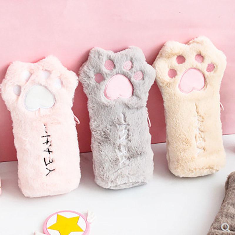 1 PCS Kawaii Cute Cartoon Cat Paw Pen Pencil Bag School Office Supplies Stationery Makeup Pouch Cosmetics Case