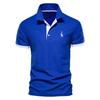 Herren Mesh-Poloshirt mit Umlegekragen und zinnoberfarben gesticktem Reh, Kurzarm, Weiß