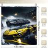 Speedy sports car shower curtain - dynamic racing design, creating an elegant bathroom environment, unbeatable handsome feeling