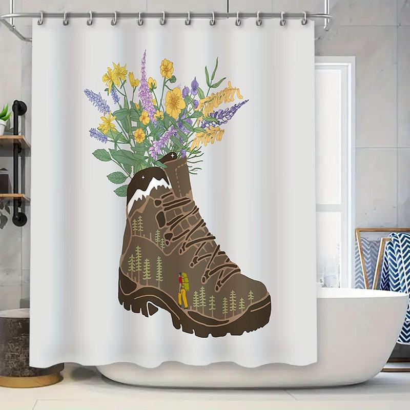 Mountain Hiking Shower Curtain Waterproof Nature Adventure Outdoor Decor Bathroom Set 90x180cm