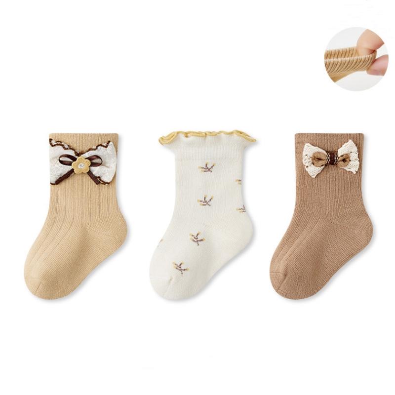

3Pairs/Set New Toddler Mid Socks Newborn Baby Kids Soft Cotton Lace Socks Autumn Girl Infant Boys And Girls Cute Boneless Socks S