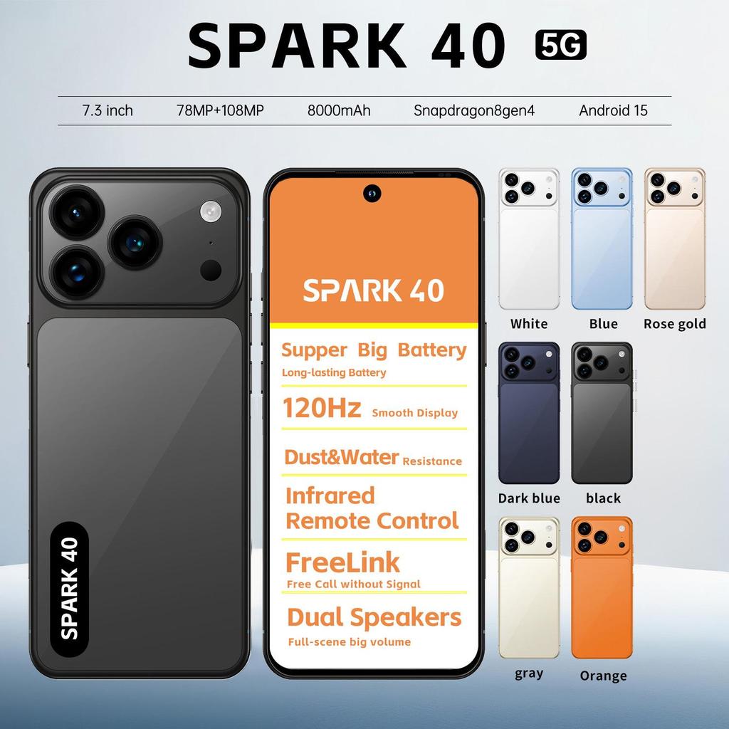 Spark 40 Android Smartphone, 16GB+1TB, 7.3-Inch Display, In Stock