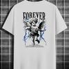 Forever Angel With Lightning Text Print T-Shirt,Lightweight Summer T-Shirt Breathable Cool, Comfortable Wear