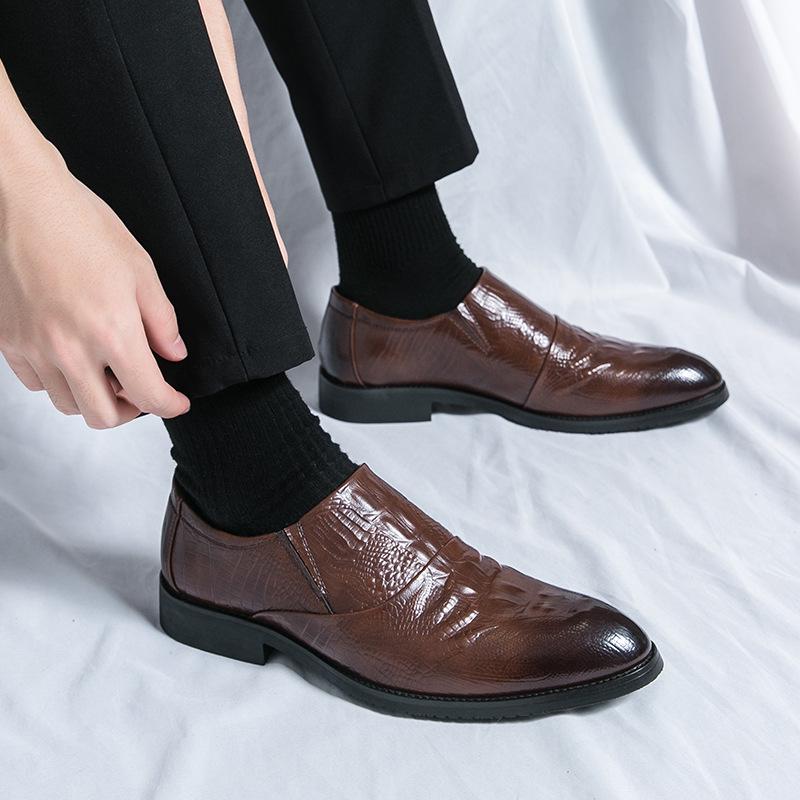 Men s Japanese Crocodile Pattern Slip-on Loafers: Business, Formal, Casual, & Driving Styles 46 коричневый