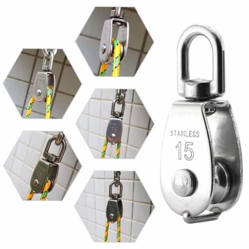 Alioay M25 Rope Pulley, Swivel Type, Stainless Steel, 150kg Load Capacity, Set of 2 (M25 (Set of 2))