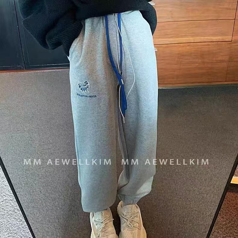 ADER Fox Embroidered Unisex Drawstring Sweatpants - Slimming, Versatile, Casual Long Pants for Spring/Autumn