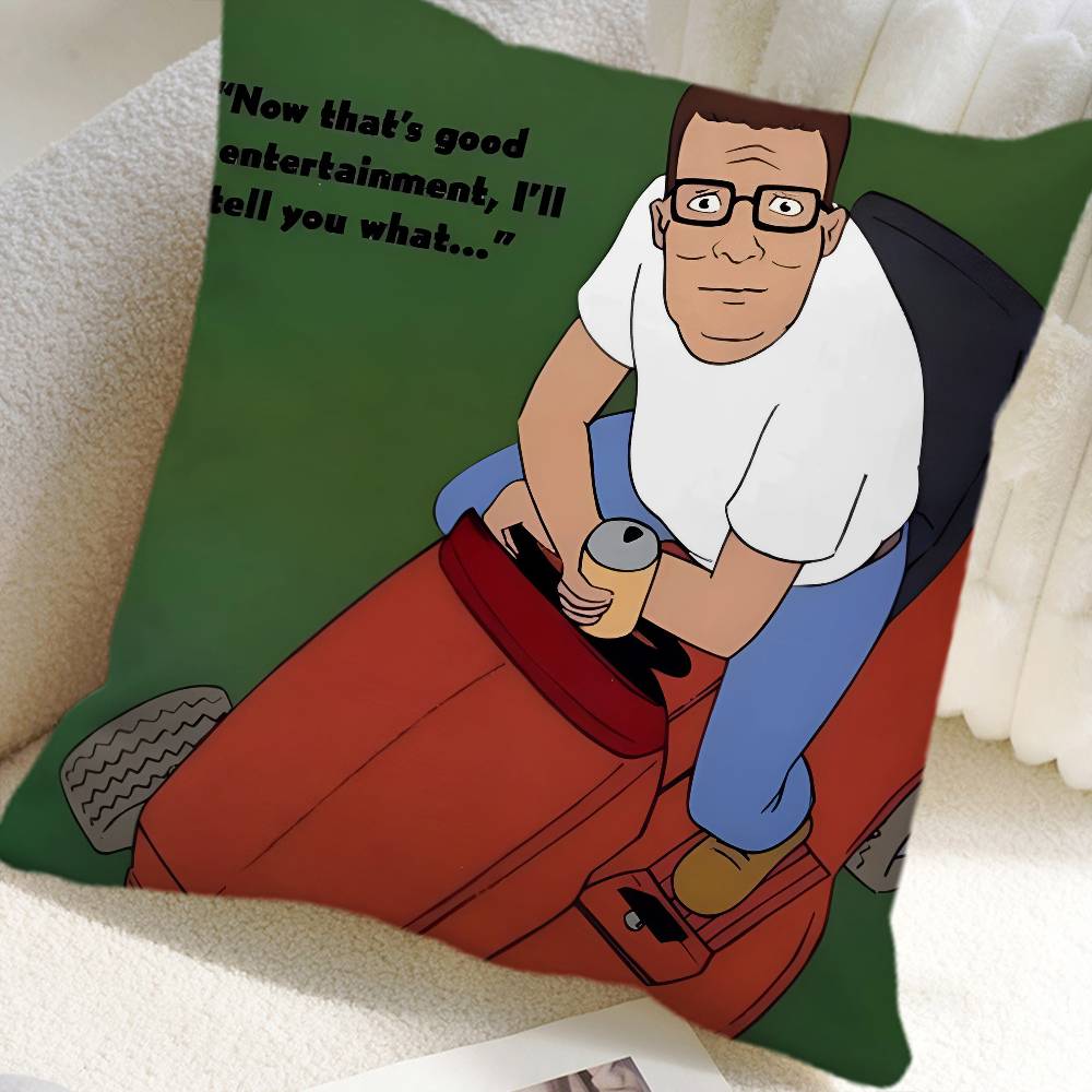 Anime King Cartoon Of The Hill Pillow Case Square Pillow Bedroom Sofa Leisure Comfort Cushion Car Home Decoration 16x16Inch