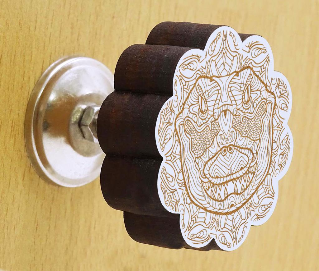 IBA Indianbeautifulart Brown Engraved Knobs 10 Pc Furniture Wooden Scallop Knobs Rustic Drawer