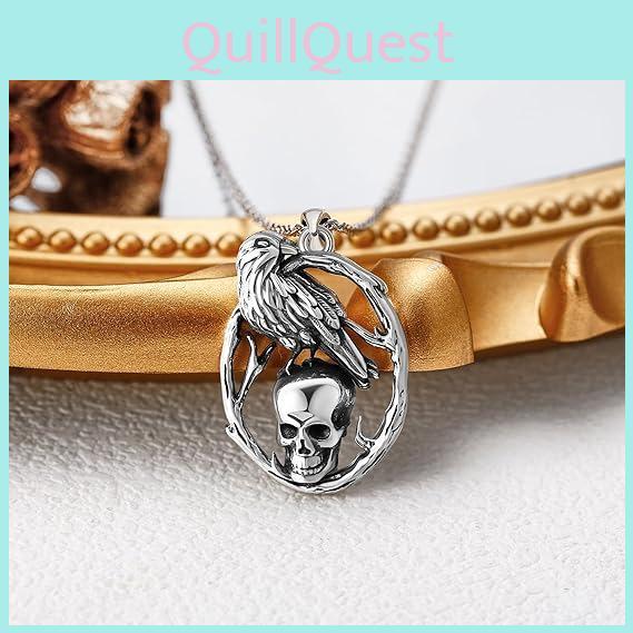 Unique Gothic Skull Necklace With Zinc Alloy Material And Crow Shape Design For Women