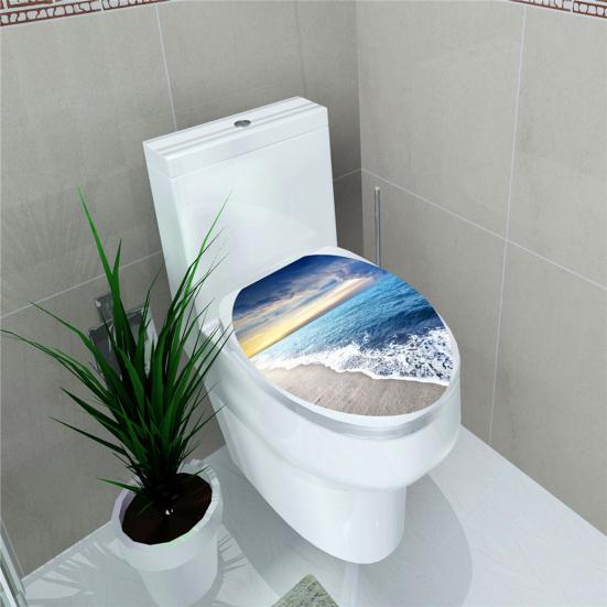 Buy Useful No Residue Funny Decals for Bathroom Smooth Beach Waves