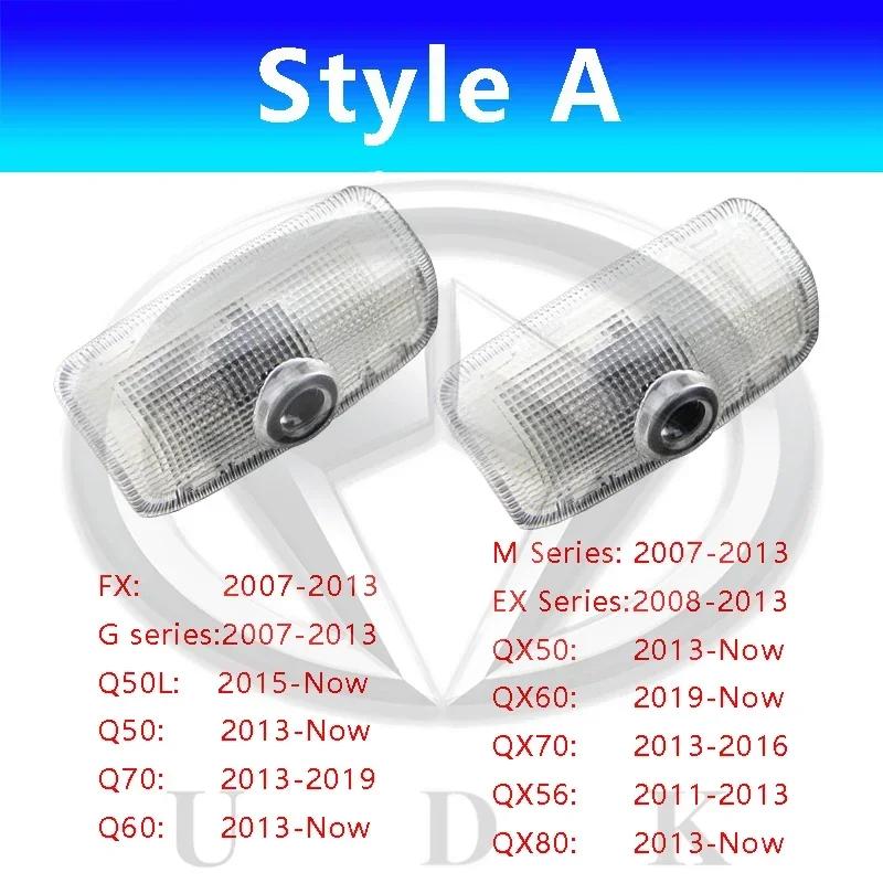 

LED Car Door Welcome Light For INFINITI Q50L Q30 QX50 70 XQ80 JX35 FX G M EX Series Logo Shadow Laser Projector Ghost Lamp Glass 06 Star INFINITI&2 pieces
