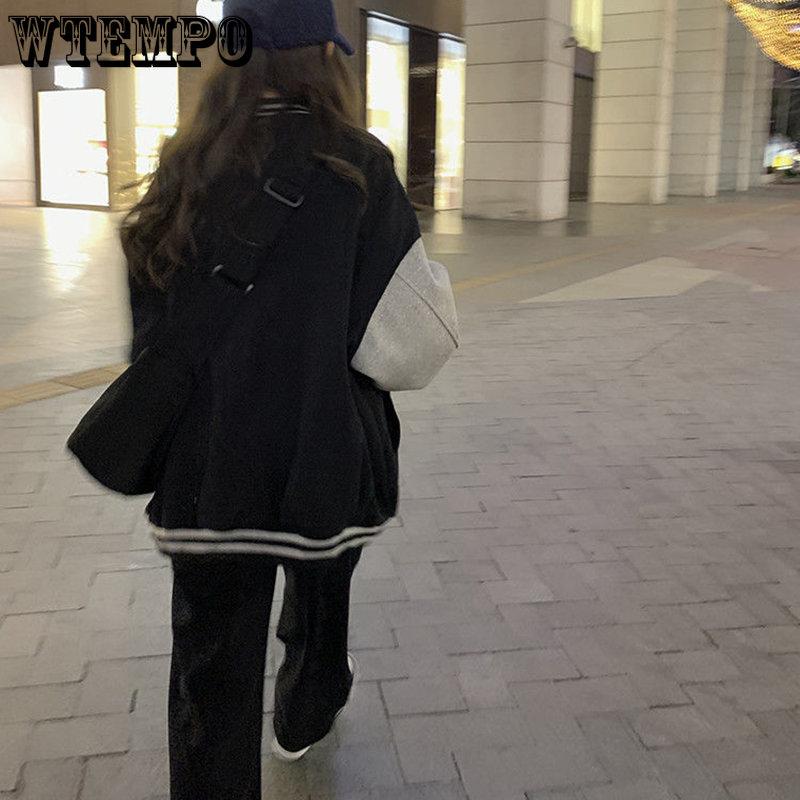 Spring Autumn Women Baseball Jackets Harajuku Casual Loose Pockets Korean Bomber Sweatshirt Uniform Streetwear Tops Coats
