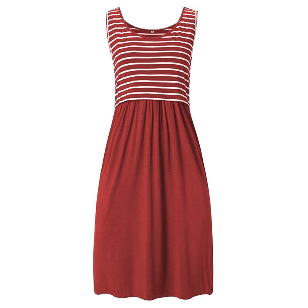 Plus Size Women Pregnancy Sleeveless Ladies Color Casual Dress