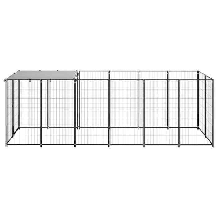 VidaXL Chenil Noir 330x110x110 cm Acier Cage pour Chien Chiots Extérieur 150782