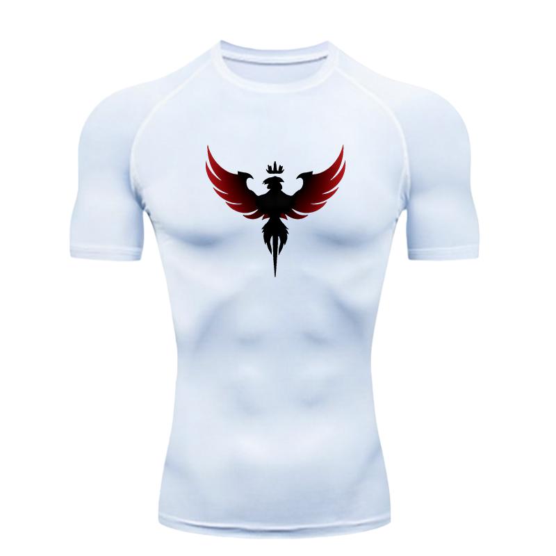 Black Phoenix with Red Wings Men's Sports T-shirt Training Fitness Compression Workout T-Shirt Rashgard Tops T-Shirt