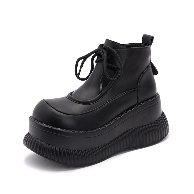 Thick-soled Martin boots women's velvet 2025 autumn and winter new short boots versatile boots small height increase medium boots women's boots