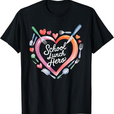 Lunch Hero Squad Heart a Cafeteria Worker School Lunch Hero T-Shirt