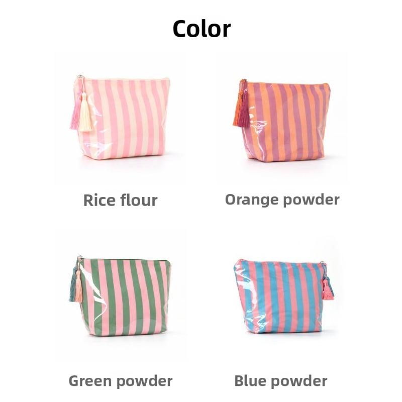 Glossy Striped Cosmetic Bag Waterproof Toilet Bag Storage Bag Waterproof