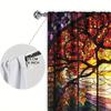 Set Of 2 Colored Glass Window Printed Curtain Home Decor Treatment Bedroom Office Kitchen Curtains Made Polyester