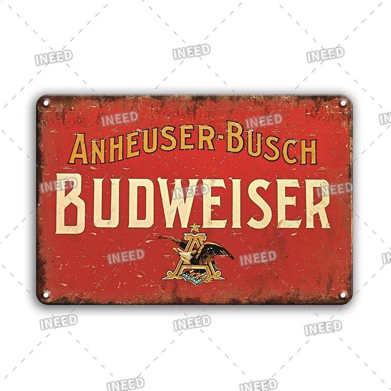 Original Budweiser Bier-Blechschild, lustige Metallplakate, Retro-Wandschild, Vintage-Schild für Bar-Club-Wanddekoration
