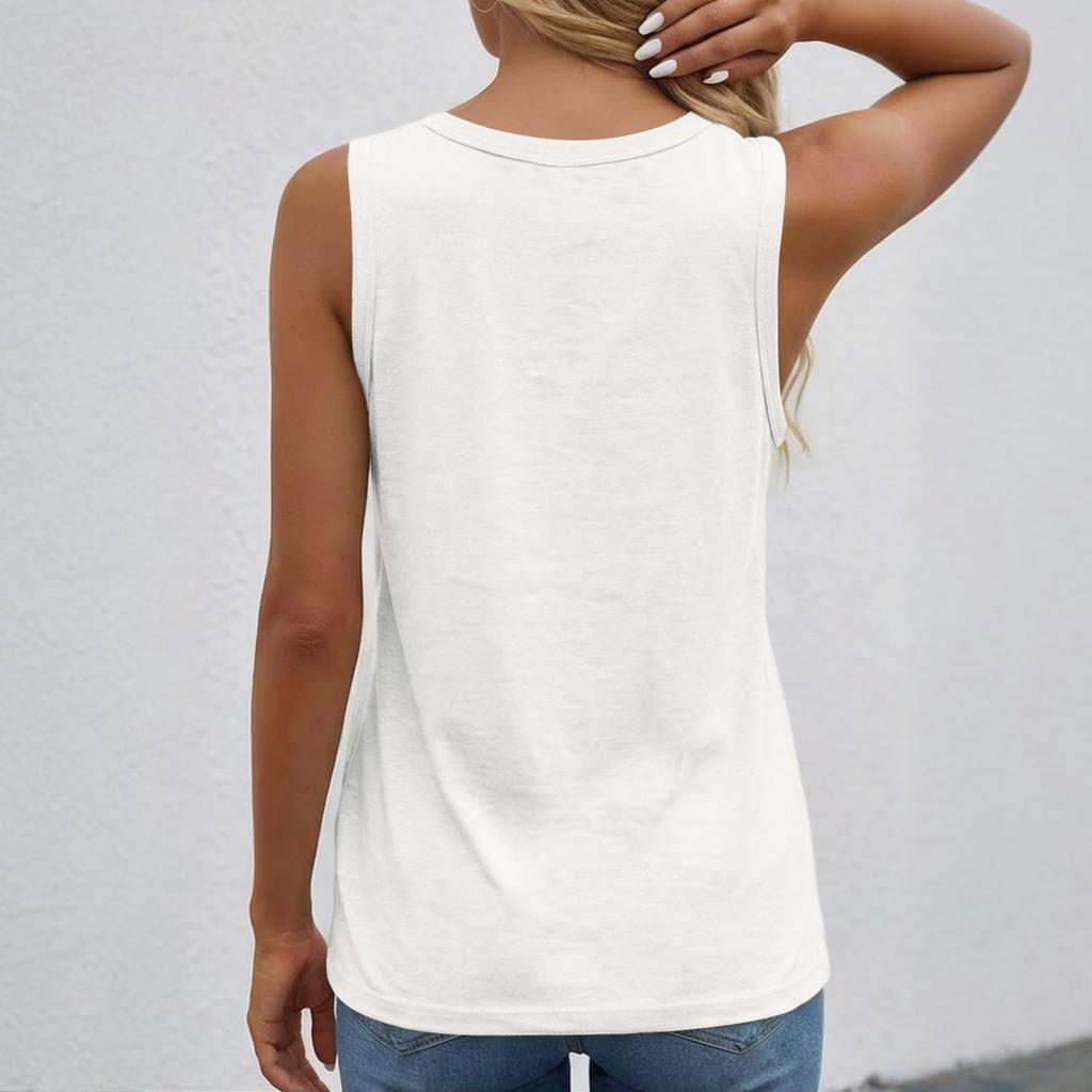 Women's Sleeveless V Neck Button Front Loose Fit Casual Tank Top Summer Blouse Suitable for Daily Wear and Layering