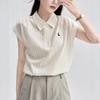"Skin-friendly Comfortable Cotton" high-intelligence rabbit embroidery! Short-sleeve polo shirt for women, vintage loose casual top