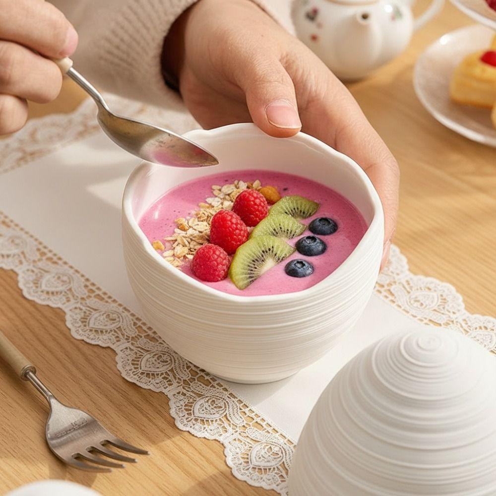 Ciotola da Dessert in Ceramica a Forma di Uovo Resistente al Calore con Coperchio Ciotola per Cucina Molecolare Ristorante