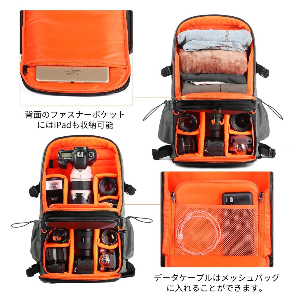 Concept Kameratasche, Kamerarucksack, EVA-Material, wasserdicht und stoßfest, 32 l, großes Fassungsvermögen, stilvoller Rucksack mit Regenschutz, Aufbewahrung für Zoll-PC