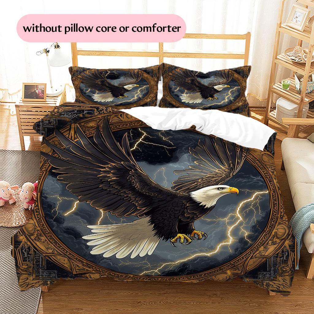 Lightning eagle Pattern Bedding Quilt Set Quilt Cover Pillowcase Home Decoration Gift (1 * duvet cover + 2 * pillowcase, without core)