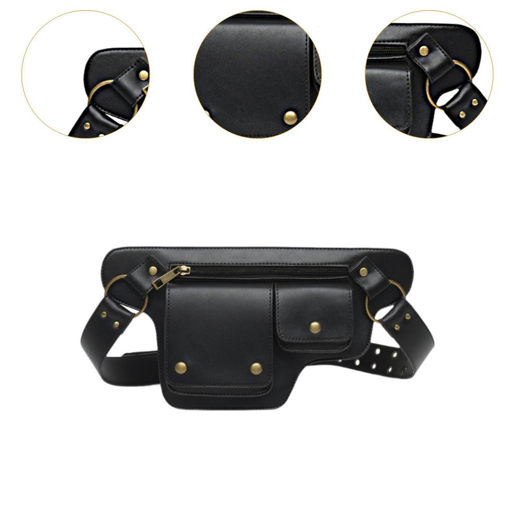 Fanny Pack Phone Bag Wallet Men Women Storage Pouch Waist Bag Waist Pack PU Leather for Workout Hiking Camping Traveling Walking
