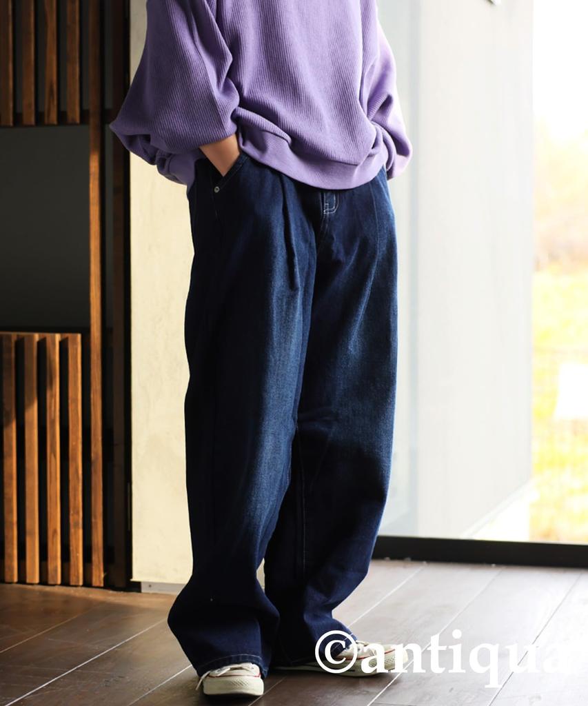 Antiqua Long Tuck Wide Denim Size Size Cobalt Blue Women's Pants, LA-00017, M, 22,