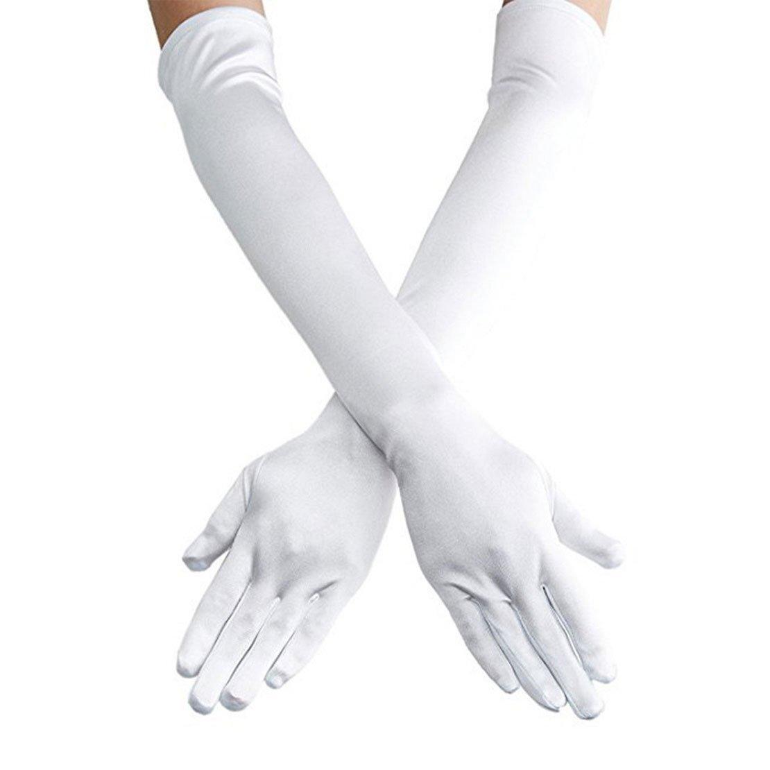 

Long Satin Gloves for Wedding, Evening Party, Cosplay, Photoshoot L білий