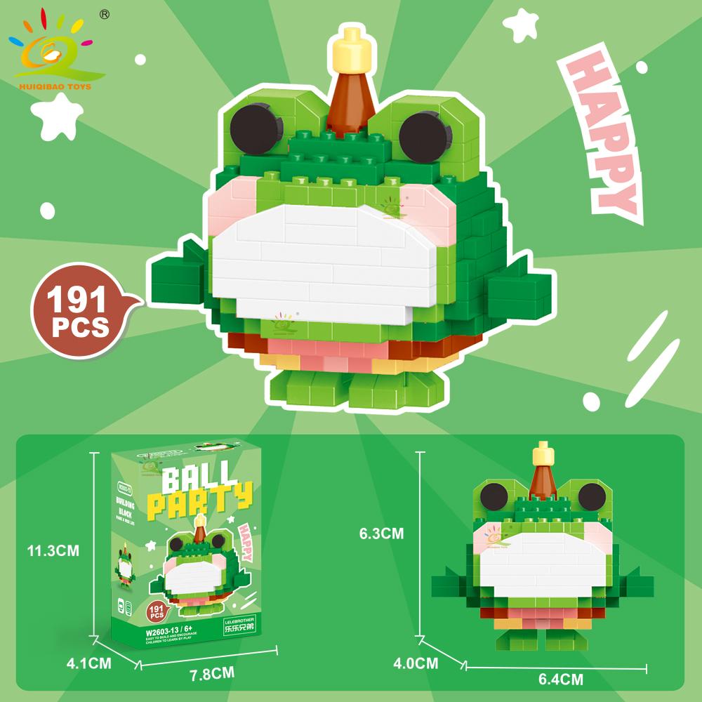 HUIQIBAO Mini Cute Animal Micro Building Blocks 3D Diamond BEE Cat Panda Model Bricks DIY City Construction Toys for Children