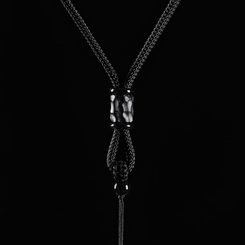 Hand-Woven Black Jadeite Gold Pendant Rope for Men & Women