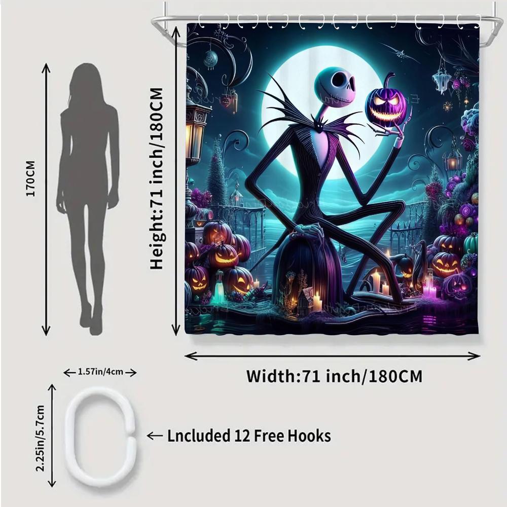 Disney Jack Badezimmer-Vierteiler-Set - Avantgardistischer Wasserdichter Duschvorhang, zur Schaffung eines kompletten Badezimmer-Kits