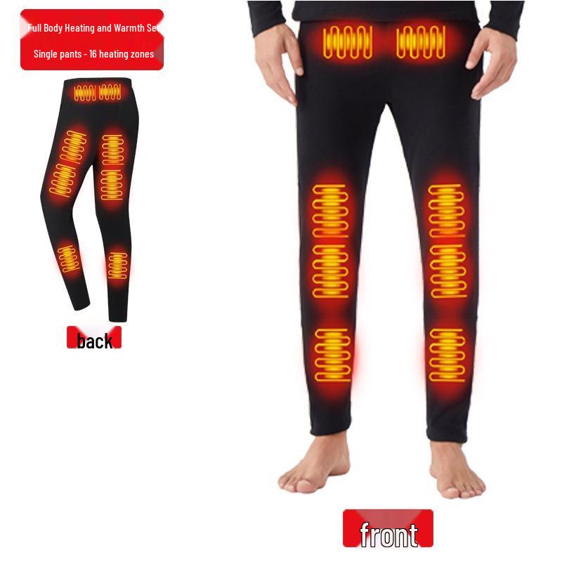 Smart Temperature-Controlled Heated Pants Set with Velvet Lining for Cold Protection - Middle-Aged and Elderly