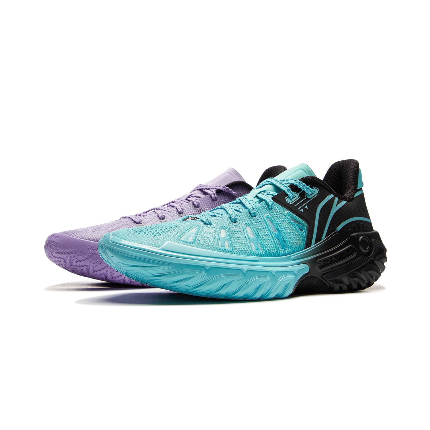 

New LiNing Jie Ao 2 Cushioning, Slip Resistant, And Breathable Low Top Basketball Shoes Men s Blue Purple Mismatched ABFV041-3 44