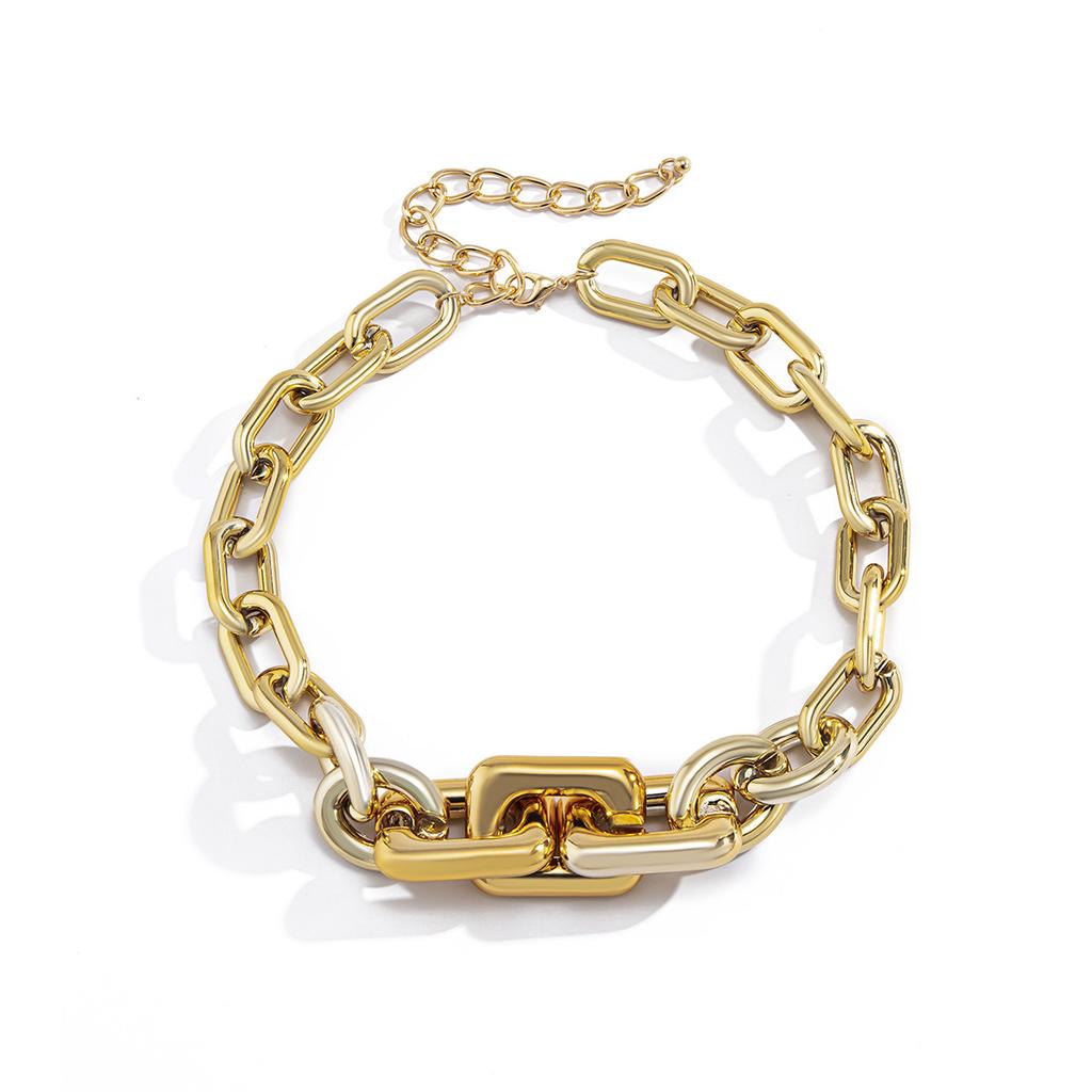 Collier Clavicule Chaîne Épaisse Hip Hop Punk, Collier Simple Rétro à Boucle Métallique Couche Unique Pour Femmes