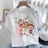 Maglietta Bianca Labubu per Bambini Carina Maglietta Cartone Animato Top Anime Girocollo Manica Corta Vestiti Moda Abbigliamento Estivo per Bambini Regalo