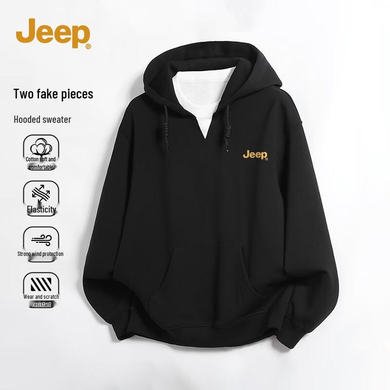JEEP Men s Faux Two-Piece Hooded Sweatshirt XL
