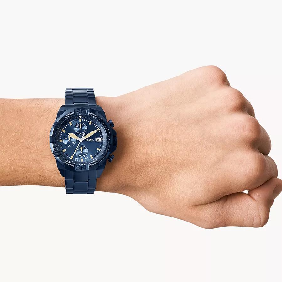Fossil Bronson Chronograph Blue Dial Blue Steel Strap Watch for Men - FS5916