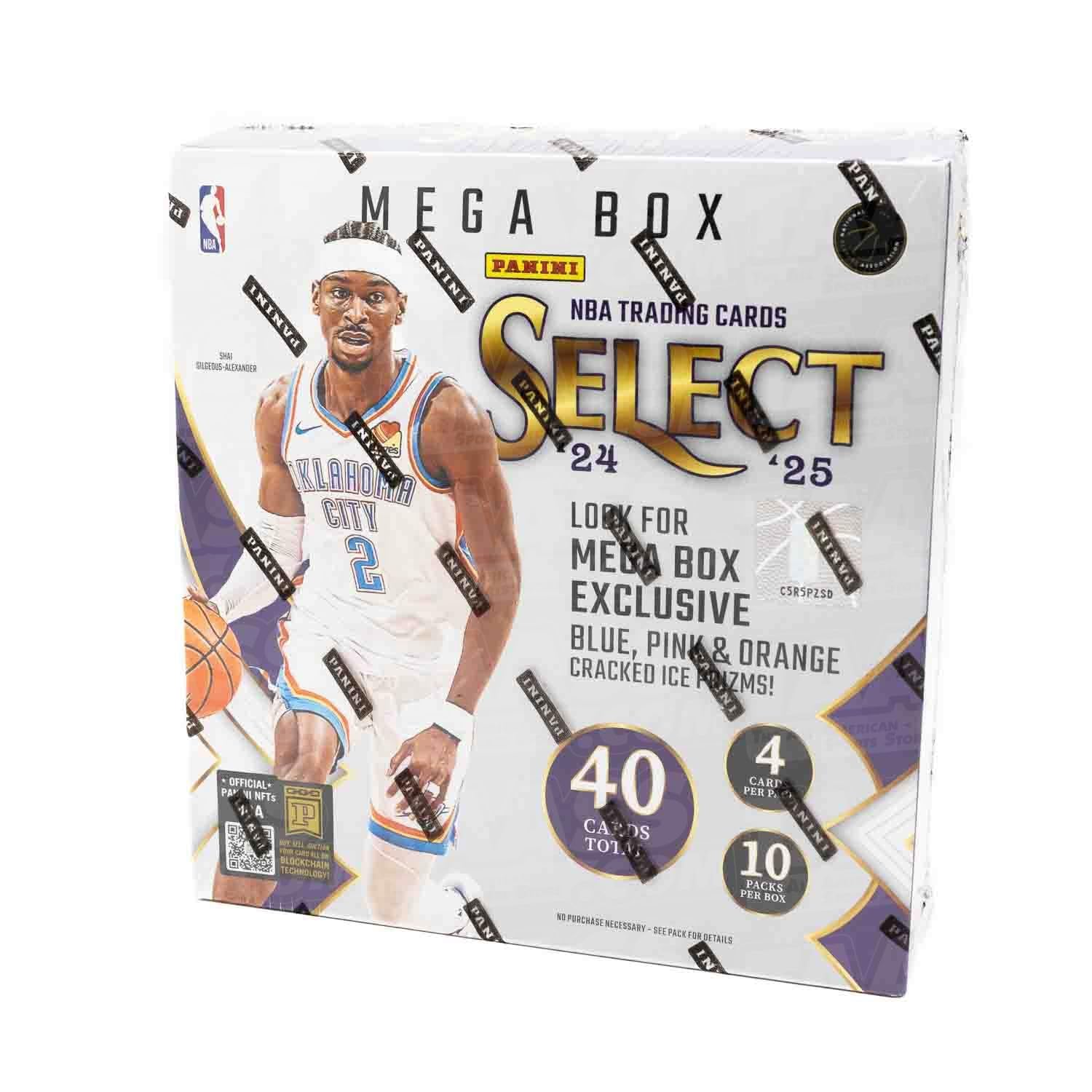 

Panini Select NBA Баскетбол Мега Бокс Официальные Торговые Карты Ритейл Эксклюзив Синий Красный Вставка Карты Новичка Запечатанный Бокс 2024-25 – – & Призмы, & –