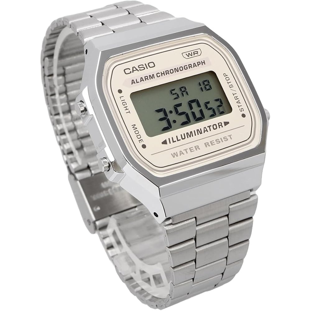Casio Vintage Series A168WA-8AY Digital Watch Silver Light Beige Unisex Kids