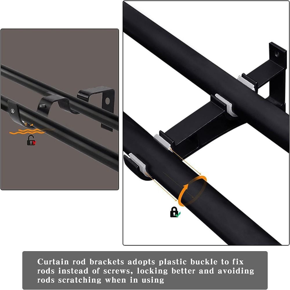 4 pcs 7.29 Inches Curtain Rod Brackets Aluminium Alloy Duty Curtain Rod Hooks  Bathroom
