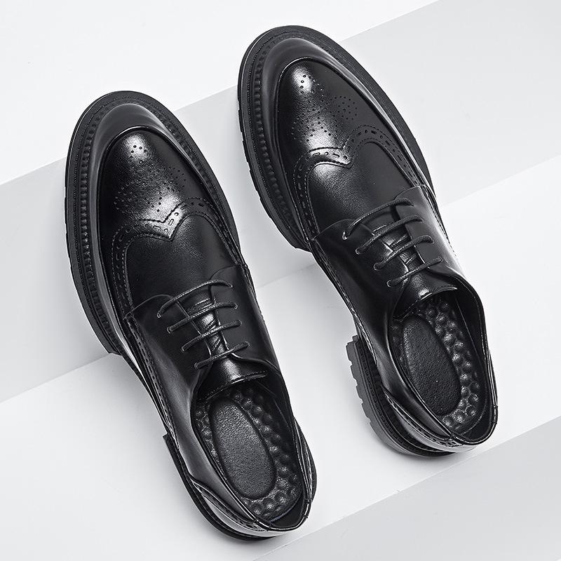 2025 new men's business Brock engraved British formal men's shoes casual soft-soled leather shoes PX16