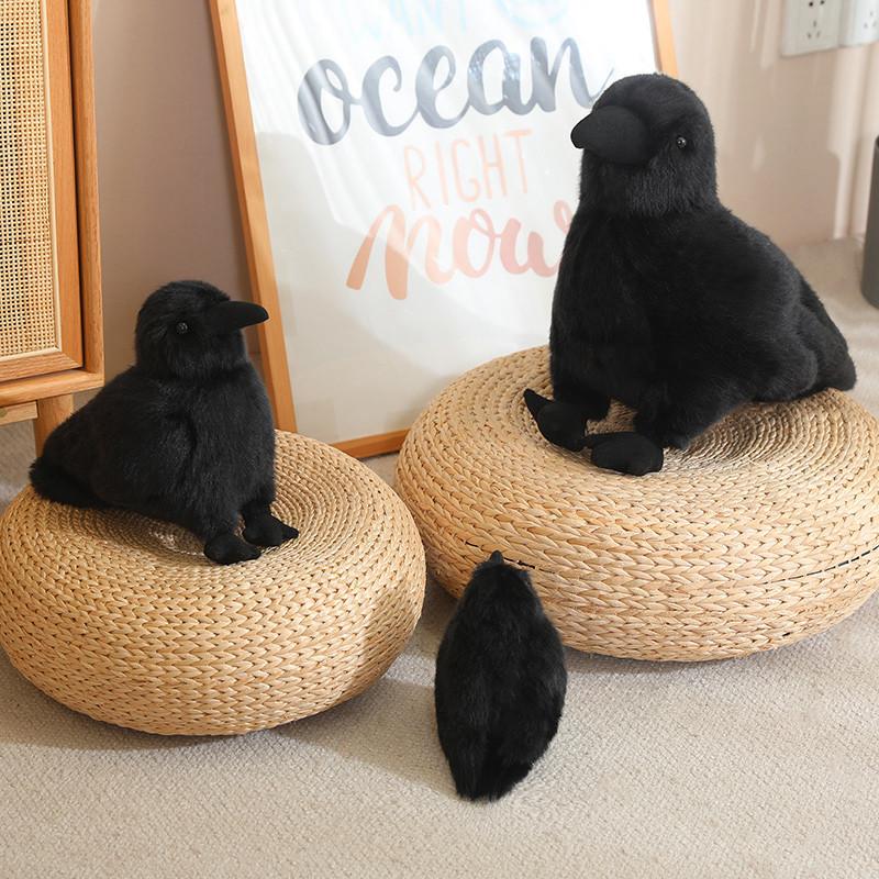 Wucifang Bags Unisex Kids Realistic 30Cm Crow Plush Toy Lifelike Raven Stuffed Animal Soft Halloween Christmas Gift For Kids Bird Lovers